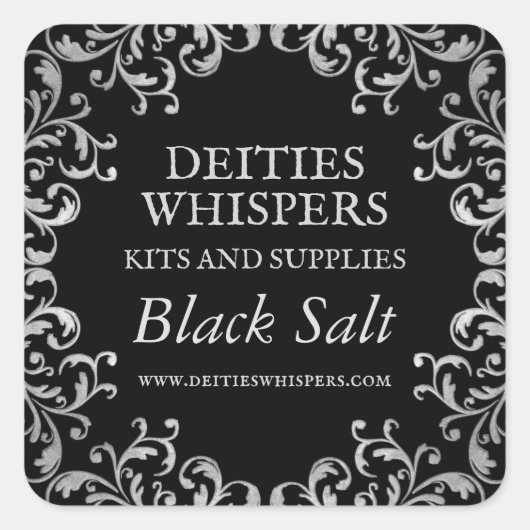 Vintage Schwarze Salzetiketten Quadratischer Aufkleber (Vorderseite)