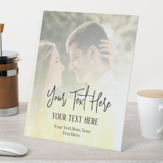 Vintage-Schwarze Schrift mit Foto-Hochzeit Sockelschild