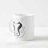 Vintage schwarze Seepferde Kaffeetasse (Vorderseite Links)