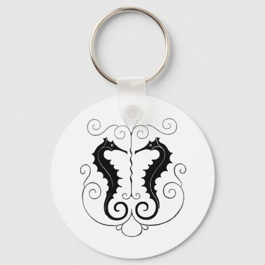 Vintage schwarze Seepferde Schlüsselanhänger (Vorderseite)