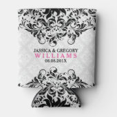 Vintage schwarze Seite auf weißer Damaske Dosenkühler (Vorderseite)