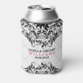 Vintage schwarze Seite auf weißer Damaske Dosenkühler (Kanne Rückseite)