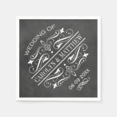 Vintage Schwarze Tafel Blüh Wedding Monogram Serviette (Vorderseite)