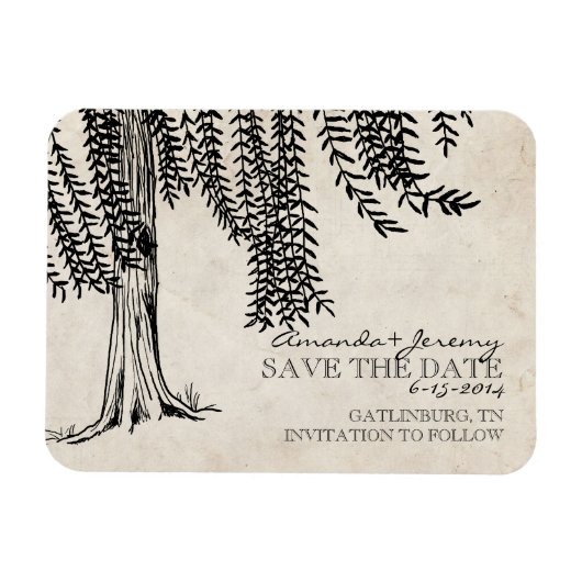 Vintage Schwarze Trauerweide Save The Date Magnet (Horizontal)