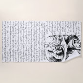 Vintage schwarze u. weiße Alice im Wunderland Strandtuch (Vorderseite)