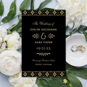 Vintage schwarze und goldene Art Deco Hochzeitspro