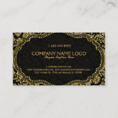Vintage schwarze und goldene Floral Damaskus Visitenkarte (Rückseite)