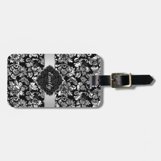 Vintage, schwarze und metallische Silberröhre Gepäckanhänger (Vorderseite horizontal)