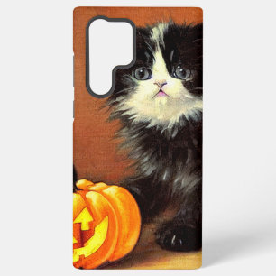 Vintage-schwarze-und-weiße-Halloween-Kätzchen Samsung Galaxy Hülle