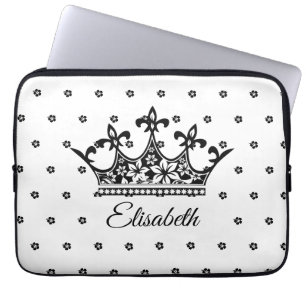 Vintage Schwarze und Weiße Königliche Blumenkrone Laptopschutzhülle