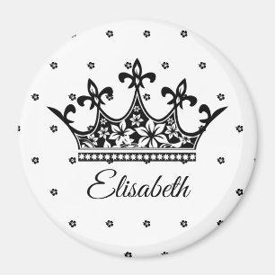 Vintage Schwarze und Weiße Königliche Blumenkrone Magnet
