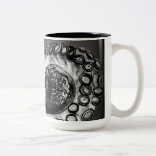 Vintage schwarze und weiße nautische Oktopus Tenta Zweifarbige Tasse