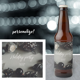 Vintage Schwarze Weihnachtsschmuck mit Ribbon Bierflaschenetikett