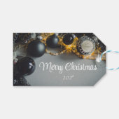Vintage Schwarze Weihnachtsschmuck mit Ribbon Geschenkanhänger (Vorderseite (Horizontal))