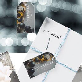 Vintage Schwarze Weihnachtsschmuck mit Ribbon Geschenkanhänger