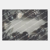 Vintage Schwarze Weihnachtsschmuck mit Ribbon Geschenkpapier Set (Vorderseite)