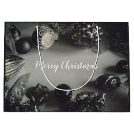 Vintage Schwarze Weihnachtsschmuck mit Ribbon Große Geschenktüte