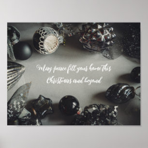 Vintage Schwarze Weihnachtsschmuck mit Ribbon Poster