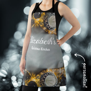 Vintage Schwarze Weihnachtsschmuck mit Ribbon Schürze