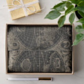 Vintage Schwarze Weltkarte - Dekoupage Seidenpapier (Geschenk)