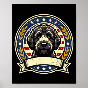 Vintage schwarzer Labradoodle Hund Retro Art Desig Poster