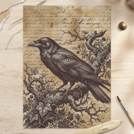 Vintage Schwarzer Rabe Gothic Schrift Decoupage Seidenpapier
