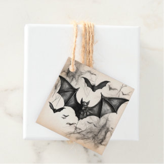 Vintage schwarzer Totenkopf Fledermaus Geschenkanhänger