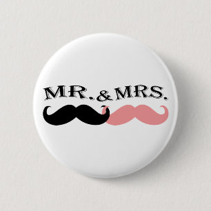Vintage schwarzer und rosa Schnurrbart Button