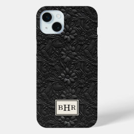 Vintage schwarzes, geprägtes Leder mit Monogramm Case-Mate iPhone Hülle