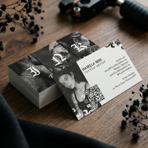 Vintage Schwarzes Gothic-Tätowierstudio Shop Foto Visitenkarte