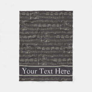 Vintage schwarzes Musiknotenmuster Musikthema Fleecedecke