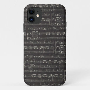 Vintage schwarzes Notenmuster Musiker Case-Mate iPhone Hülle