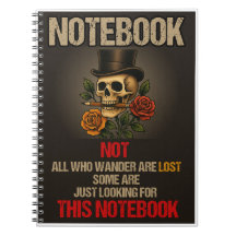 Vintage schwarzes Notizbuch mit Totenkopf-Motiv Go