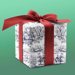 Vintage schwarzes Toile-De-Jouy-Blumenmuster Geschenkpapier