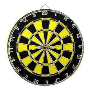 Vintage schwarzes und gelbes Dartboard Dartscheibe