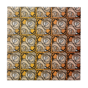 Vintage schwarzes und goldenes Rosen-Blumenmuster Fliese