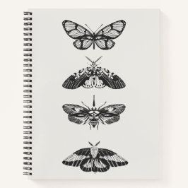 Vintage schwarzes und weißes Schmetterling-Spiraln Notizblock