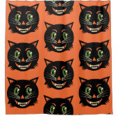 Vintage Schwarzkatze Duschvorhang (Vorderseite)