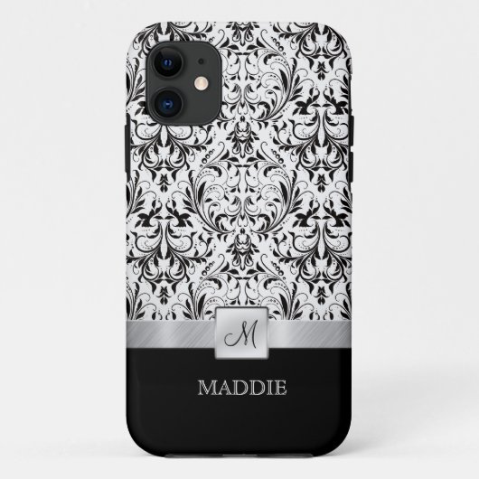 Vintage Schwarztöne mit Monogramm Case-Mate iPhone Hülle (Rückseite)