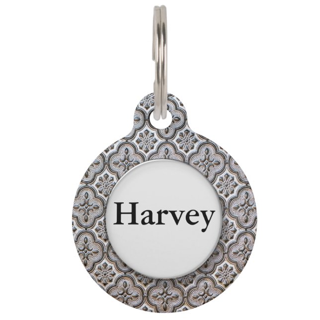 Vintage Schwarzweiss-Fliese Tiermarke (Vorderseite)