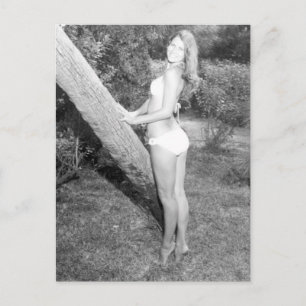 Vintage Schwarzweiß-Foto Florida-Bikini-Mädchen Postkarte