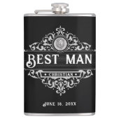 Vintage Schwarzweiß-Trauzeuge-Flasche Flachmann (Vorderseite)