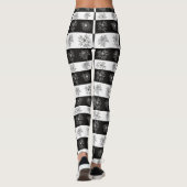 Vintage Schwarzweißmuster-Blume Leggings (Rückseite)