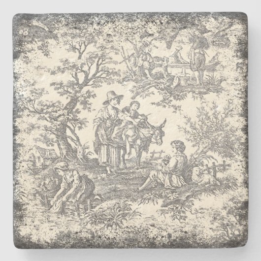 Vintage Schwarzweißspalte Steinuntersetzer (Vorderseite)