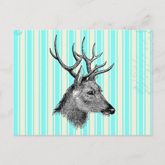 Vintage Schwarzwild Aquamarine Streifen Postkarte (Vorderseite)