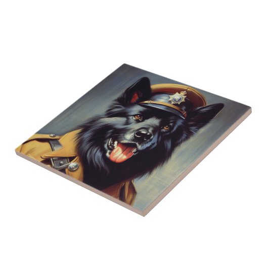 Vintage Schwarzwurtenmalerei Fliese (Seite)