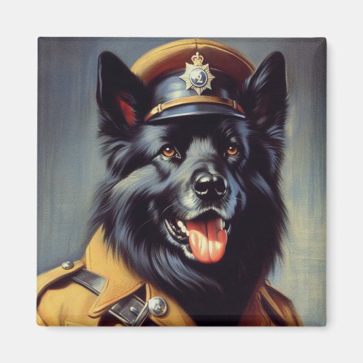 Vintage Schwarzwurtenmalerei Magnet (Vorne)