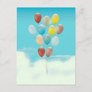 Vintage schwebende Ballons Postkarte