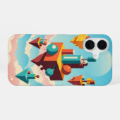 Vintage schwebende Inseln iPhone 16 Hülle (Rückseite (Horizontal))