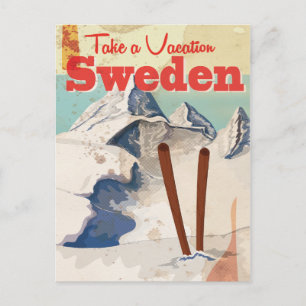 Vintage-Schweden-Reiseposter Postkarte